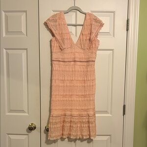 Foxiedox Peach Lace Midi Dress